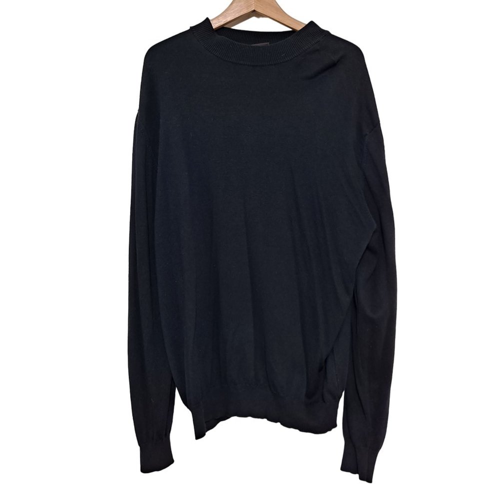 Neiman Marcus Sweater Men Size Large Navy Blue Italy Minimalist Classic READ